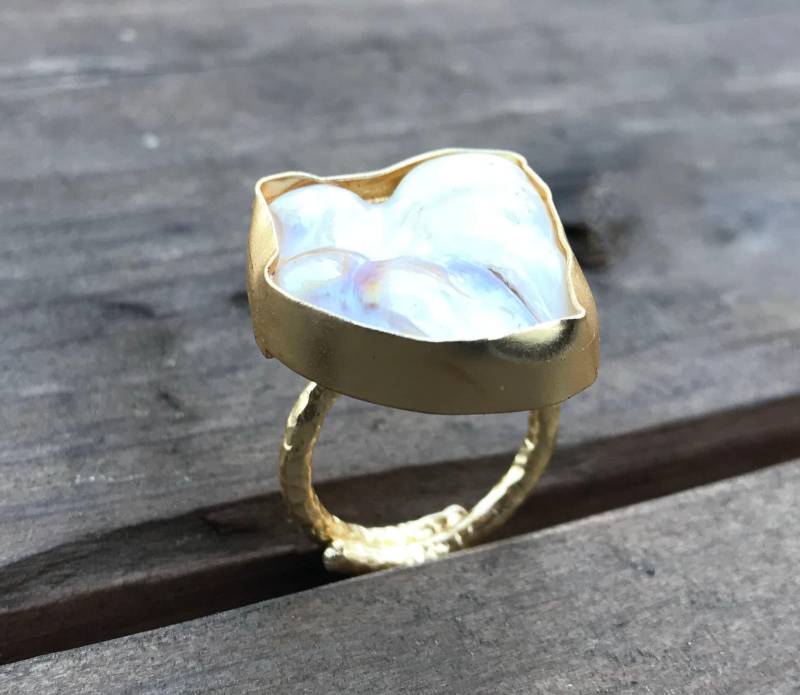 Keshi Perlenring-Verstellbarer Ring-Moderner Naturperlenring-Brautschmuck Geschenk Für Sie Von Taneesi von taneesijewelry