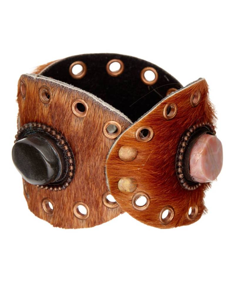 Leder-Manschettenarmband, Grommet-Armband, Achat-stein-Armband, Braun, Herrenschmuck, Damen-Manschette, Unisex, Boho-Chic von taneesijewelry