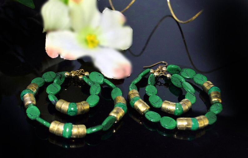 Malachit Ohrringe, Gestreift Garnet, Aztec Art, Sterling Silber Handmade Etsy Schmuck Von Taneesi von taneesijewelry