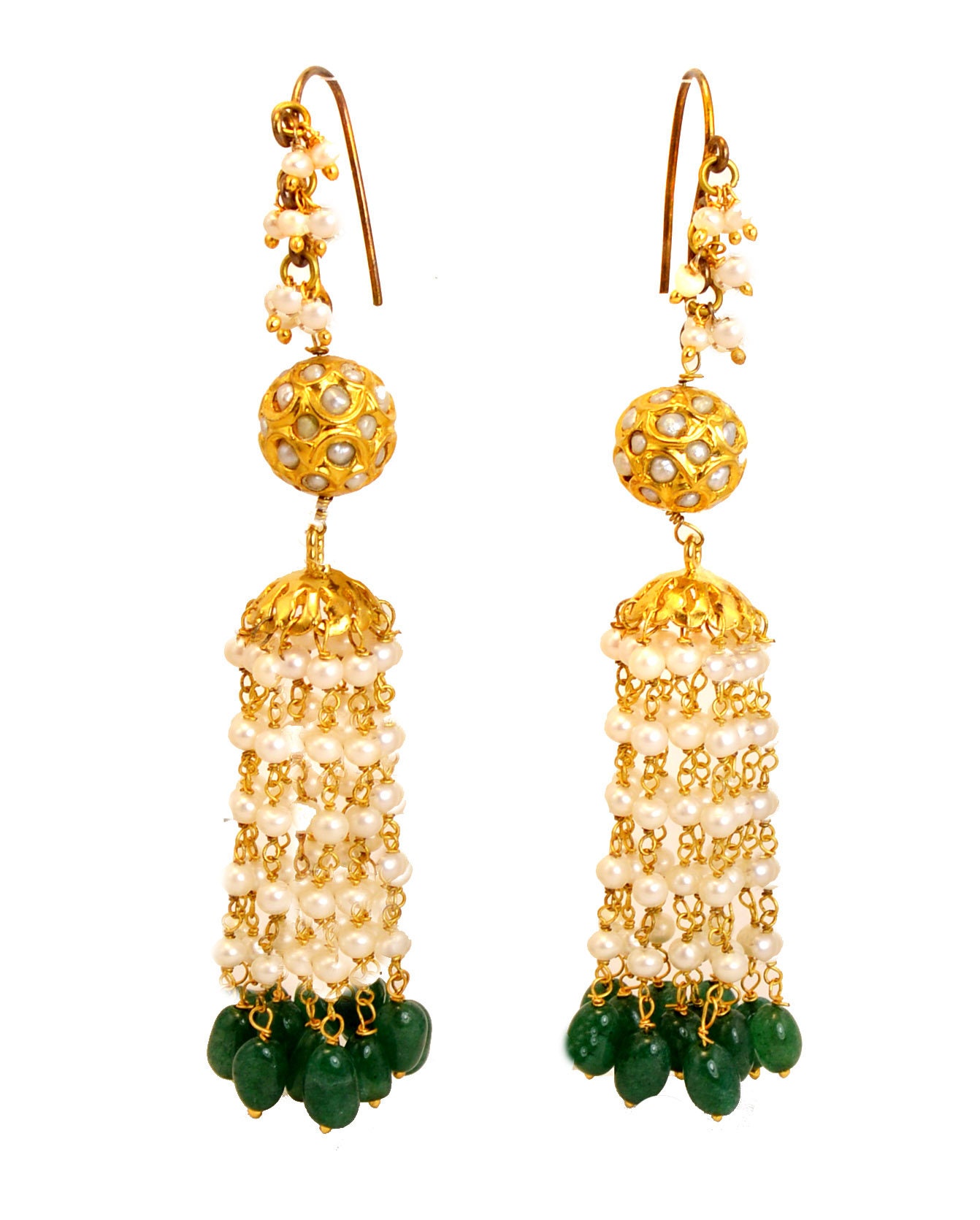 Perle Braut Ohrringe Mit Grüne Jade, 22K Gold Haken, Süßwasser Perlen, Handgemacht Von Taneesi Perlen Ohrringe von taneesijewelry