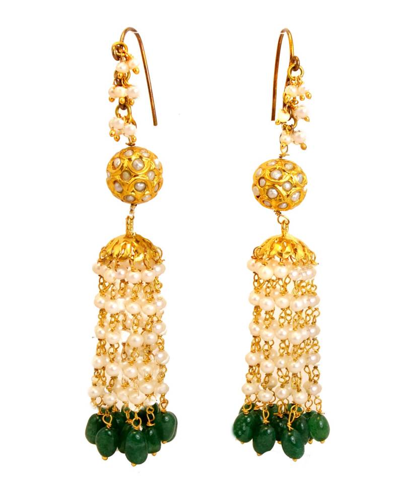 Perle Braut Ohrringe Mit Grüne Jade, 22K Gold Haken, Süßwasser Perlen, Handgemacht Von Taneesi Perlen Ohrringe von taneesijewelry