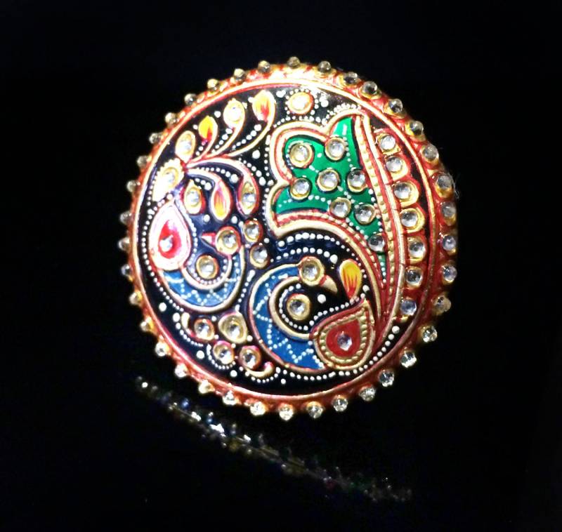 Pfauenring, Statement-Ring, Gemälde Auf Einem Ring, Verstellbar, Schwarzer Schmuck, Harmonie-Ring, Cocktail-Ring Von Taneesi Jewelry von taneesijewelry