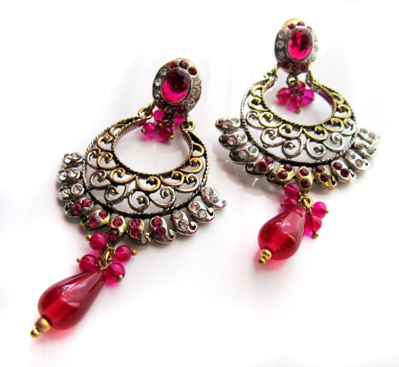 Pink Gold Ohrringe, Victorian Chandelier Pink Kristall Braut Hochzeit Schmuck Von Taneesi Jewelry von taneesijewelry