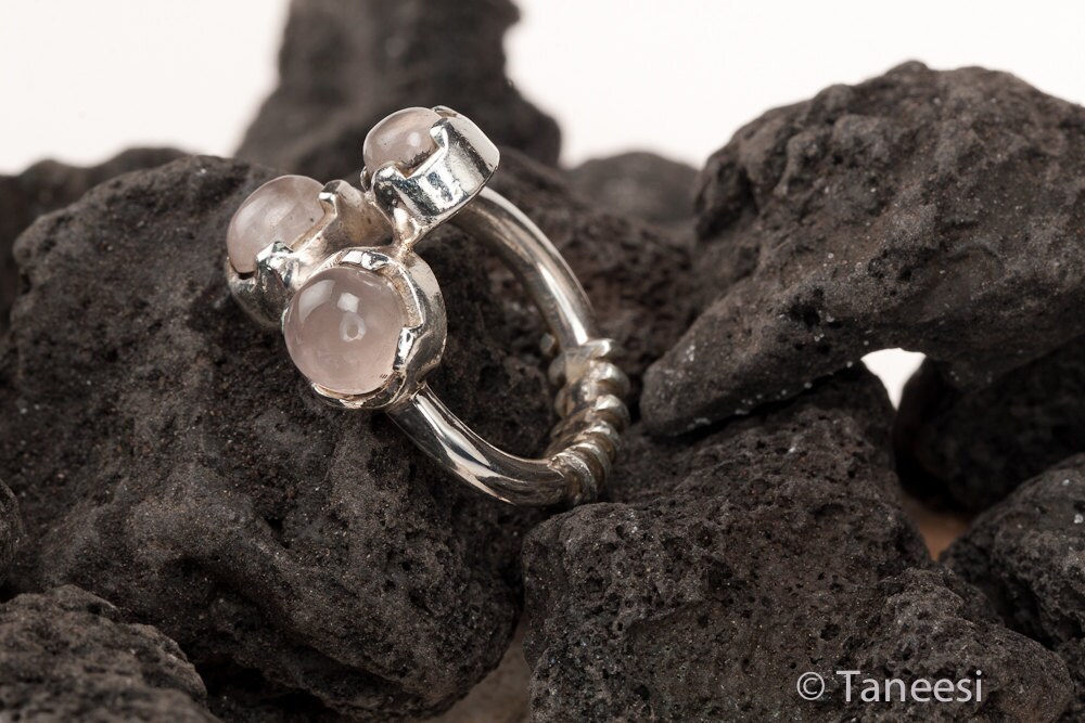 Ring Aus Sterlingsilber, Rosa Rosenquarz, Us-Größe 6, Feiner Schmuck, Brautschmuck, Brautjungferngeschenk, Klassisch, 925Er Sterlingsilber Taneesi von taneesijewelry