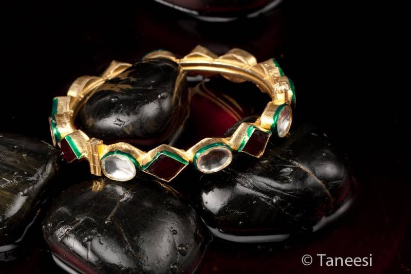 Royal Kundan Armreif Vintage Vergoldet Mit Kundan Und Rubinglas. Königlicher von taneesijewelry