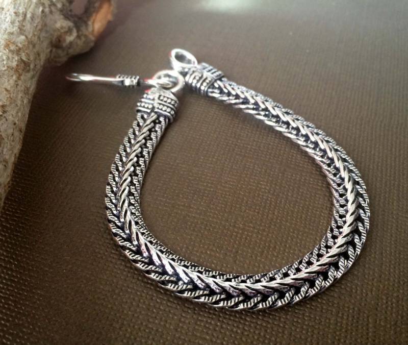 Silbernes Seilkettenarmband Der Männer, Männer Silbernes Armband, Modernes Kettenwebartarmband Stammes - Art, Chainmaille Armband von taneesijewelry