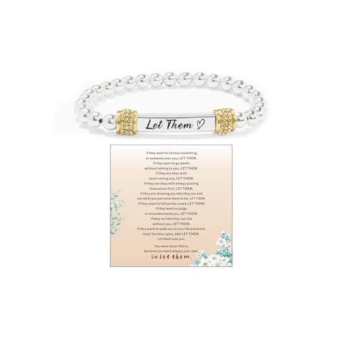 Let Them Zierliches Stretch-Armband mit Diamantperlen, selbstwertvoll, motivierend, Edelstahl-Gravur, Kristall-Energiekette, Freundschaftsarmband, Schmuck für beste Freundin, Damen und Herren von tanguan