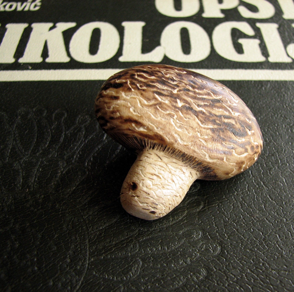 Fine Art Pilze Shiitake Lentinula Edodes Basidiomycota Pilz Brosche - Pin Pyrography Holly Holz Schnitzen Von Tanja Sova von tanjasova