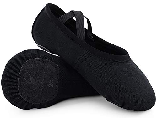 Ballettschuhe mädchen Ballettschläppchen Tanzschuhe Damen Stretch-Leinwand für Kinder Erwachsene schwarz 23 … … von tanzdunsje