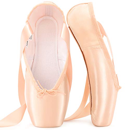 Ballett-Spitzenschuhe Rosa professionelle Tanzschuhe mit genähtes Band und Silikon-Zehenpolstern für Damen rosa größe EU 32(Bitte wählen Sie eine Nummer größer) von tanzdunsje