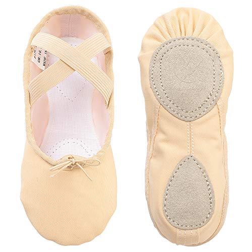 Ballettschuhe Tanzschuhe Ballerinas ballettschläppchen tanzschläppchen Gymnastikschuhe Segeltuch für Mädchen Kinder Damen,Beige 24 … von tanzdunsje