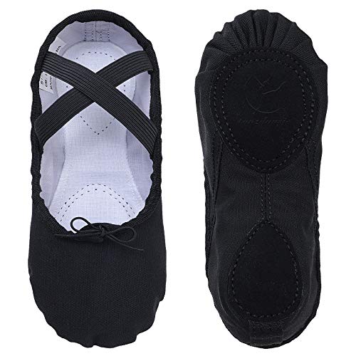 Ballettschuhe Tanzschuhe Ballerinas ballettschläppchen tanzschläppchen Gymnastikschuhe Segeltuch für Mädchen Kinder Damen,Schwarz 27 von tanzdunsje