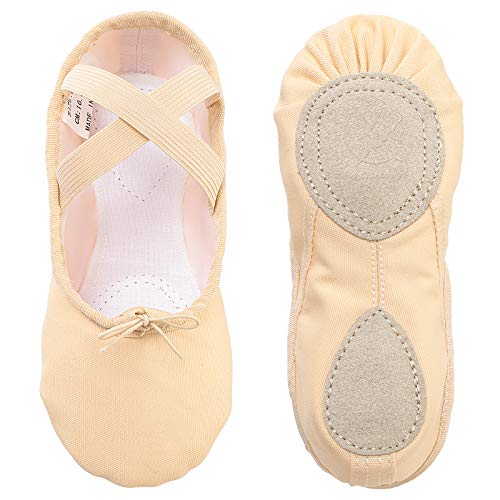 Ballettschuhe Tanzschuhe Ballerinas ballettschläppchen tanzschläppchen Gymnastikschuhe Segeltuch für Mädchen Kinder Damen,Beige 27 … von tanzdunsje