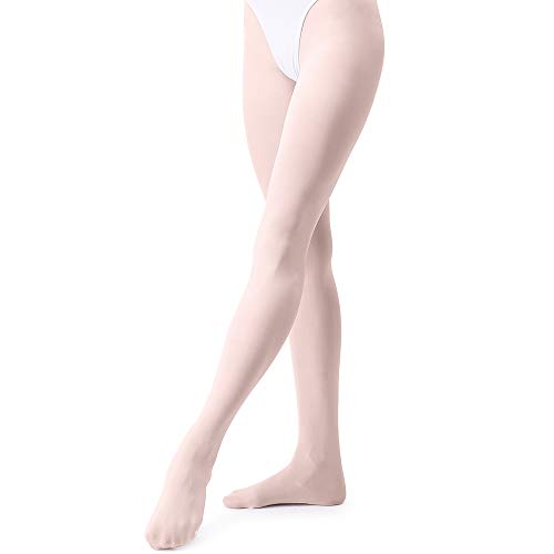 tanzdunsje Ballett Strumpfhose Kinder Tanzstrumpfhose mit Fuß für Mädchen und Damen,Ballettrosa XS von tanzdunsje