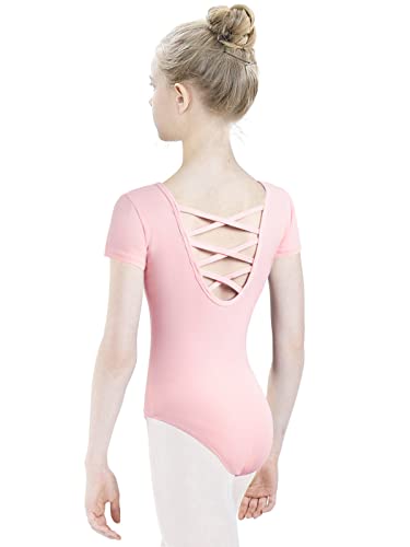 tanzdunsje Ballettanzug Mädchen Ballett Trikot Kinder, Ballett Body TanzBody Turnanzug Gymnastikanzug Trikot für Kinder Damen, 110 Rosa von tanzdunsje