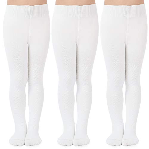 tanzdunsje Mädchen Strumpfhosen Kinder Strickstrumpfhose Baumwolle 3 Pack halten warm von tanzdunsje