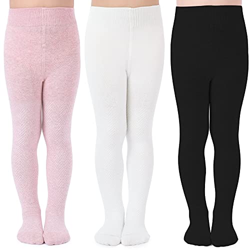 tanzdunsje Mädchen Strumpfhosen Kinder Strickstrumpfhose Baumwolle 3 Pack halten warm von tanzdunsje
