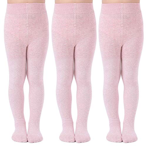 tanzdunsje Mädchen Strumpfhosen Kinder Strickstrumpfhose Baumwolle 3 Pack halten warm von tanzdunsje