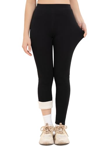 tanzdunsje Thermo Mädchen Leggings- gefütterte Leggings mädchen Dick Gefüttert Hosen Warme Winter Größe 110-170,schwarz 130 von tanzdunsje