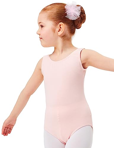 tanzmuster ® Ballettanzug Mädchen ärmellos - Lissy - aus Baumwolle, Ballettbody Kinder Ballett Trikot in ballett-rosa, Größe 104/110 von tanzmuster