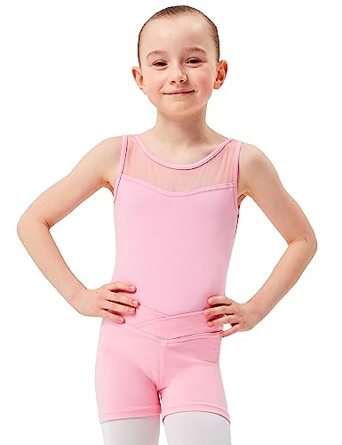 tanzmuster ® Balletthose Mädchen kurz - Abby - aus weichem Baumwollstoff Kurze Hose fürs Kinder Ballett in rosa, Größe:140/146 von tanzmuster