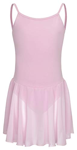 tanzmuster ® Ballettkleid Mädchen ärmellos - Maggie - aus weicher Baumwolle mit Chiffon Röckchen Ballettbody fürs Kinder Ballett in Hellrosa, Größe:104/110 von tanzmuster