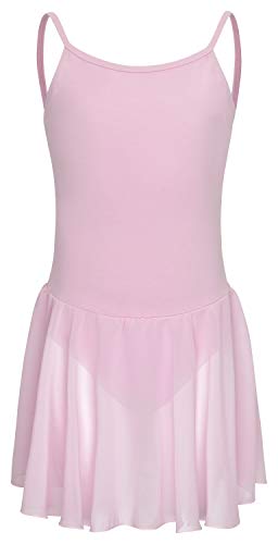 tanzmuster ® Ballettkleid Mädchen ärmellos - Maggie - aus weicher Baumwolle mit Chiffon Röckchen Ballettbody fürs Kinder Ballett in hellrosa, Größe:116/122 von tanzmuster