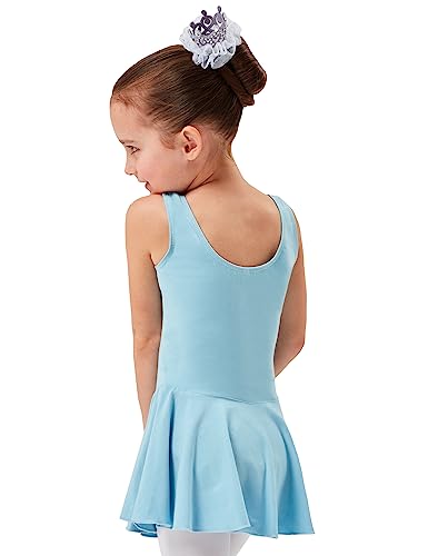 tanzmuster ® Ballettkleidung Ballettkleid Mädchen ärmellos - Nora - aus weichem Baumwollstoff mit Breiten Trägern in hellblau, Größe 140/146 von tanzmuster