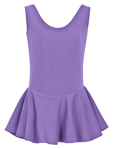 tanzmuster Ballettkleid Mädchen ärmellos - Nora - Baumwolle - Ballettbody Kinder Ballett Trikot Lavendel, Größe 152/158 von tanzmuster