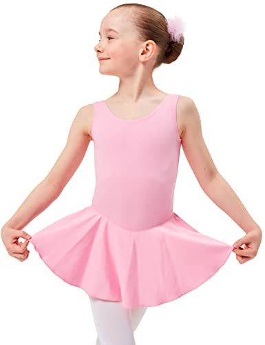 tanzmuster Ballettkleid Mädchen ärmellos - Nora - Baumwolle - Ballettbody Kinder Ballett Trikot rosa, Größe 104/110 von tanzmuster