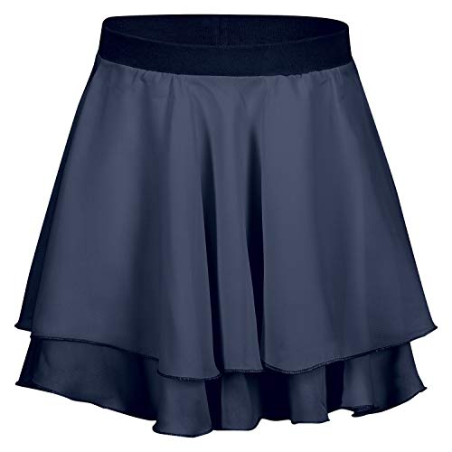 tanzmuster ® Ballettrock Mädchen - Elli - aus Chiffon zum Reinschlüpfen fürs Kinder Ballett in Marineblau, Größe 116/122 von tanzmuster