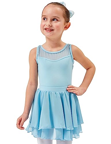 tanzmuster ® Ballettrock Mädchen - Elli - aus Chiffon zum Reinschlüpfen fürs Kinder Ballett in hellblau, Größe 116/122 von tanzmuster