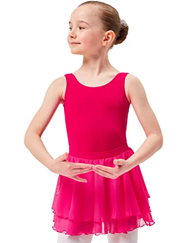 tanzmuster ® Ballettrock Mädchen - Elli - aus Chiffon zum Reinschlüpfen fürs Kinder Ballett in pink, Größe 116/122 von tanzmuster