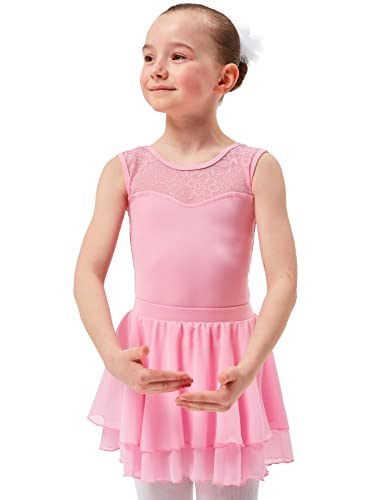 tanzmuster ® Ballettrock Mädchen - Elli - aus Chiffon zum Reinschlüpfen fürs Kinder Ballett in rosa, Größe 116/122 von tanzmuster