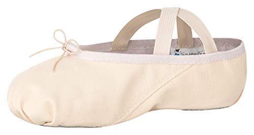 tanzmuster Ballettschuhe Mädchen - DANI - ganze Ledersohle- Sandfarben Größe 25 - Ballettschläppchen für Kinder - rosa beige Tanzschuhe fürs Ballett von tanzmuster