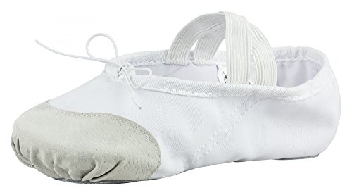 tanzmuster ® Ballettschuhe Mädchen Ballettschläppchen - Robin - Geteilte Ledersohle - weich und atmungsaktiv, Weiß, Größe 28 von tanzmuster