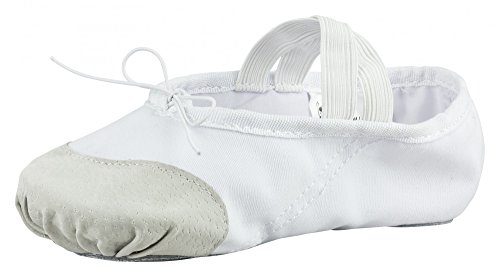 tanzmuster ® Ballettschuhe Mädchen Ballettschläppchen - Robin - Geteilte Ledersohle - weich und atmungsaktiv, Weiß, Größe 34 von tanzmuster