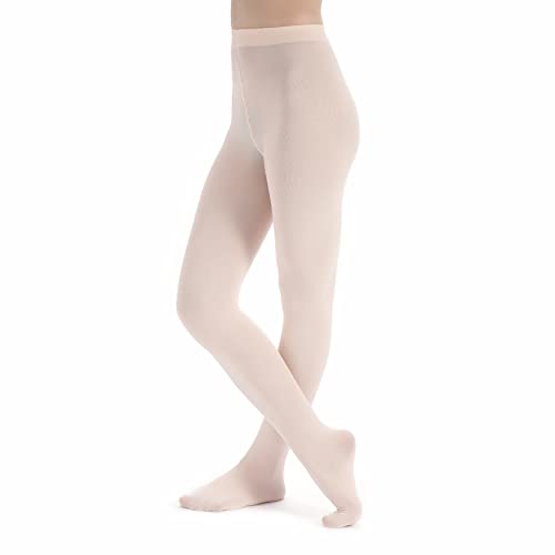 tanzmuster ® Ballettstrumpfhose Mädchen - Lena - kein Kratzen und Rutschen, äußerst strapazierfähig (keine Laufmaschen), Strumpfhose fürs Kinder Ballett in rosa-apricot, Größe 152-170 von tanzmuster