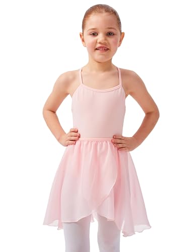 tanzmuster ® Wickelrock Mädchen Ballett - Emily - aus luftigem Chiffon antistatisch Ballettrock mit Gummizug für Kinder in Ballett-rosa, Größe:116-122 von tanzmuster