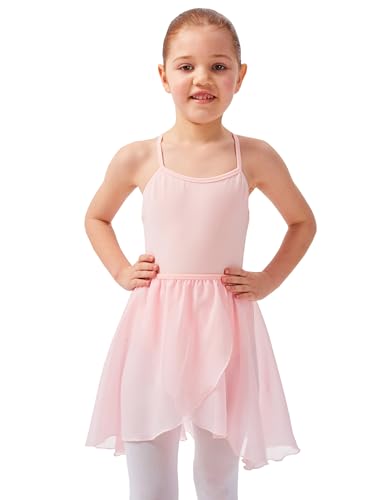 tanzmuster ® Wickelrock Mädchen Ballett - Emily - aus luftigem Chiffon antistatisch Ballettrock mit Gummizug für Kinder in Ballett-rosa, Größe:140-146 von tanzmuster