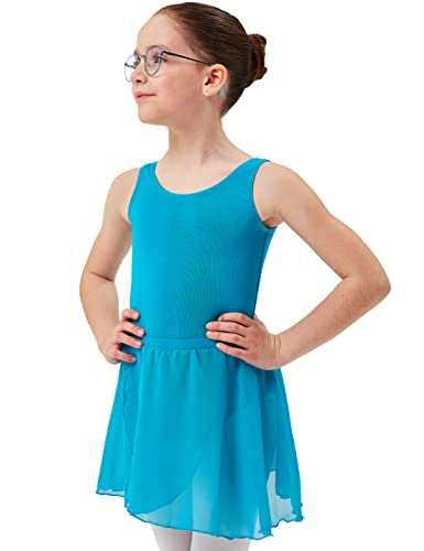 tanzmuster ® Wickelrock Mädchen Ballett - Emily - aus luftigem Chiffon antistatisch Ballettrock mit Gummizug für Kinder in Petrol, Größe:104-110 von tanzmuster