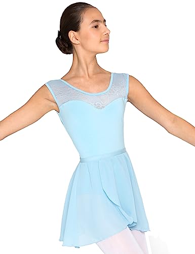 tanzmuster ® Wickelrock Mädchen Ballett - Emily - aus luftigem Chiffon antistatisch Ballettrock mit Gummizug für Kinder in hellblau, Größe:104-110 von tanzmuster