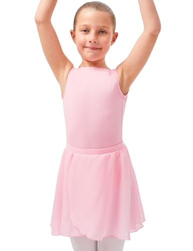 tanzmuster ® Wickelrock Mädchen Ballett - Emily - aus luftigem Chiffon antistatisch Ballettrock mit Gummizug für Kinder in rosa, Größe:116-122 von tanzmuster