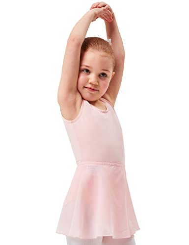 tanzmuster ® Wickelrock Mädchen Ballett - Emma - aus luftigem Chiffon antistatisch Ballettrock mit Gummizug für Kinder in Ballett-rosa, Größe:128-134 von tanzmuster