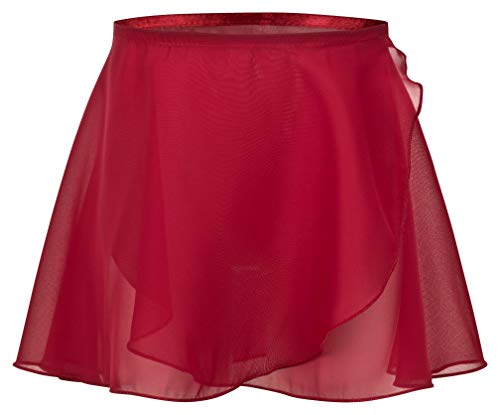 tanzmuster ® Wickelrock Mädchen Ballett - Emma - aus transparentem Chiffon - lockerluftiger Ballettrock zum Binden für Kinder in Burgunder, Größe:104/110 von tanzmuster