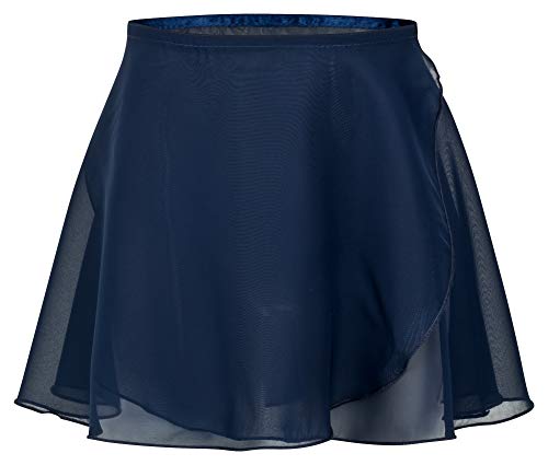 tanzmuster ® Wickelrock Mädchen Ballett - Emma - aus transparentem Chiffon - lockerluftiger Ballettrock zum Binden für Kinder in Marineblau, Größe:104/110 von tanzmuster