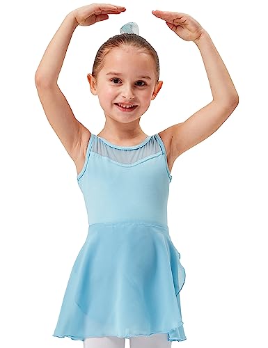 tanzmuster ® Wickelrock Mädchen Ballett - Emma - aus transparentem Chiffon - lockerluftiger Ballettrock zum Binden für Kinder in hellblau, Größe:128/134 von tanzmuster