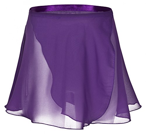 tanzmuster ® Wickelrock Mädchen Ballett - Emma - aus transparentem Chiffon - lockerluftiger Ballettrock zum Binden für Kinder in lila, Größe:104/110 von tanzmuster