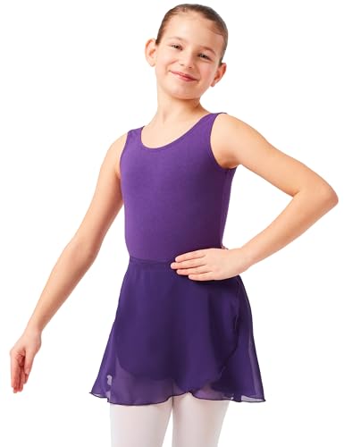 tanzmuster ® Wickelrock Mädchen Ballett - Emma - aus transparentem Chiffon - lockerluftiger Ballettrock zum Binden für Kinder in lila, Größe:128/134 von tanzmuster