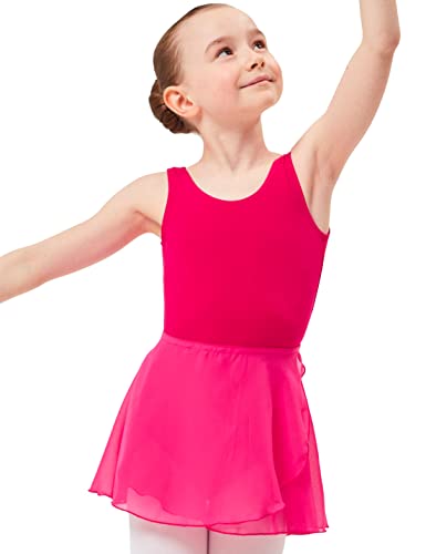 tanzmuster ® Wickelrock Mädchen Ballett - Emma - aus transparentem Chiffon - lockerluftiger Ballettrock zum Binden für Kinder in pink, Größe:116/122 von tanzmuster